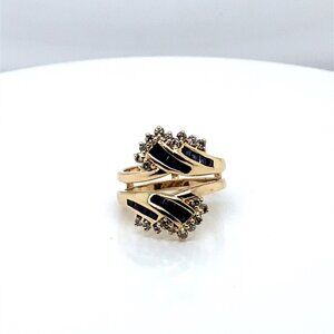 14K Yellow Gold Diamond and Blue Sapphire Ring Insert